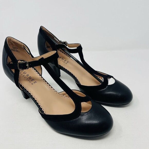 Journee Collection Womens Size 11 Olina T Strap Round Toe Pumps Heels Black $89 - Picture 4 of 11